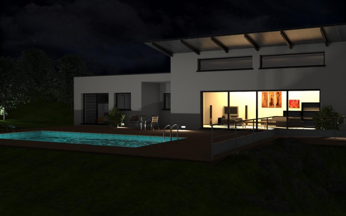 MAISON CONTEMPORAINE (56) : Vue nocturne