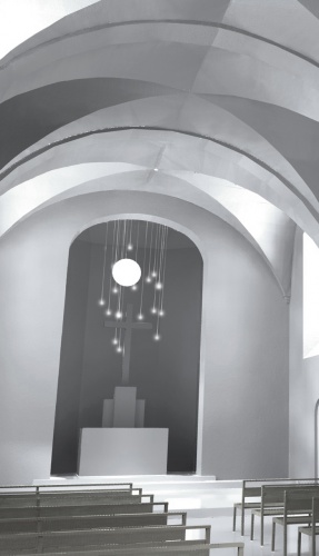 Rnovation de l'glise de la Martini  Villeneuve sur Tarn (81) : lustre en fibres optiques