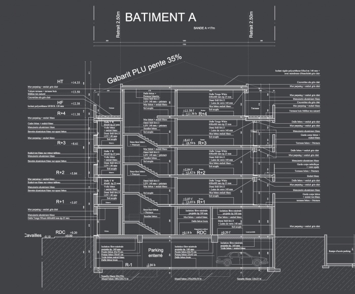 Bureaux mdicaux et logements collectifs  Lormont : Coupe btiment bureaux