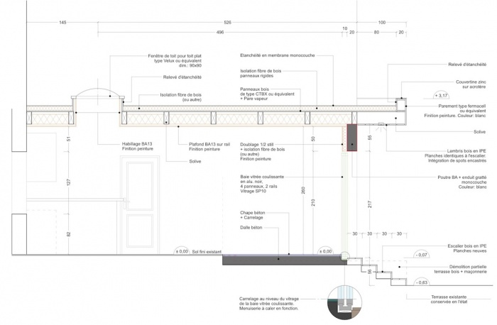 Extension d'une maison de ville : Coupe projet