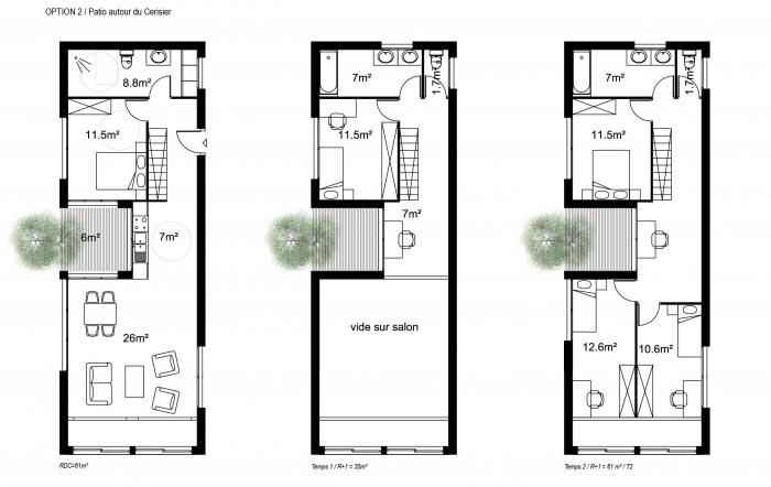 Maison M : Option 1: Plans