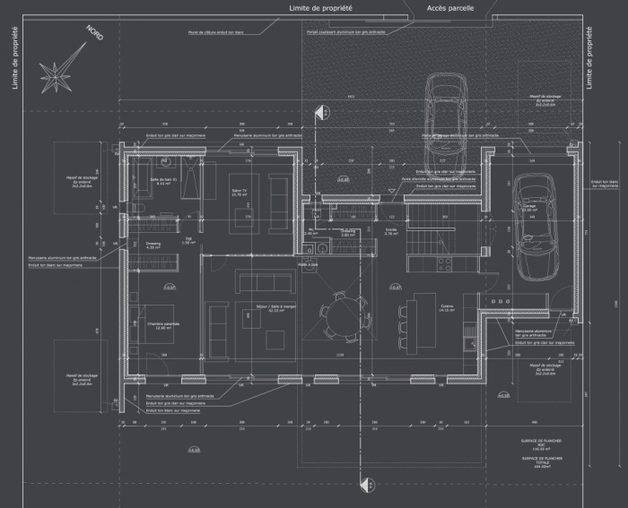 Maison aux lignes contemporaines : Plan RDC