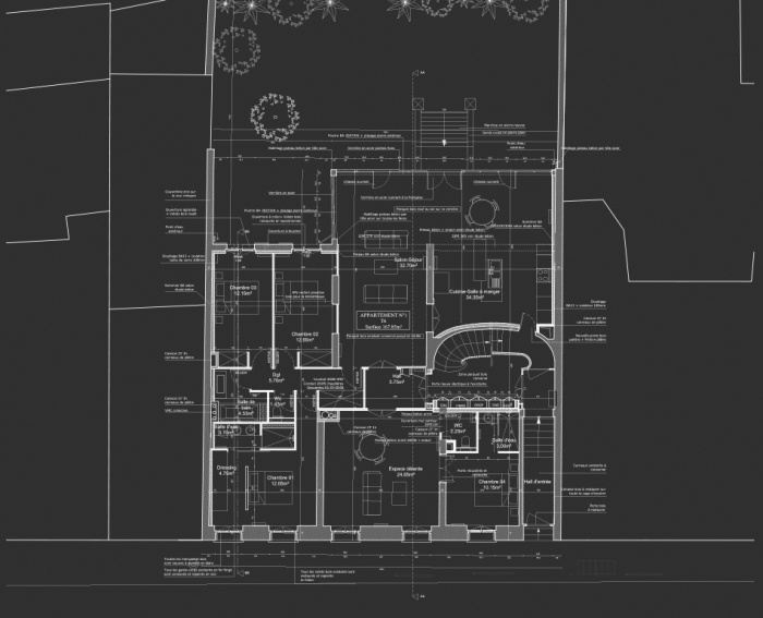 Rhabilitation, surlvation et extension d'un immeuble  Bordeaux : Plan RDC